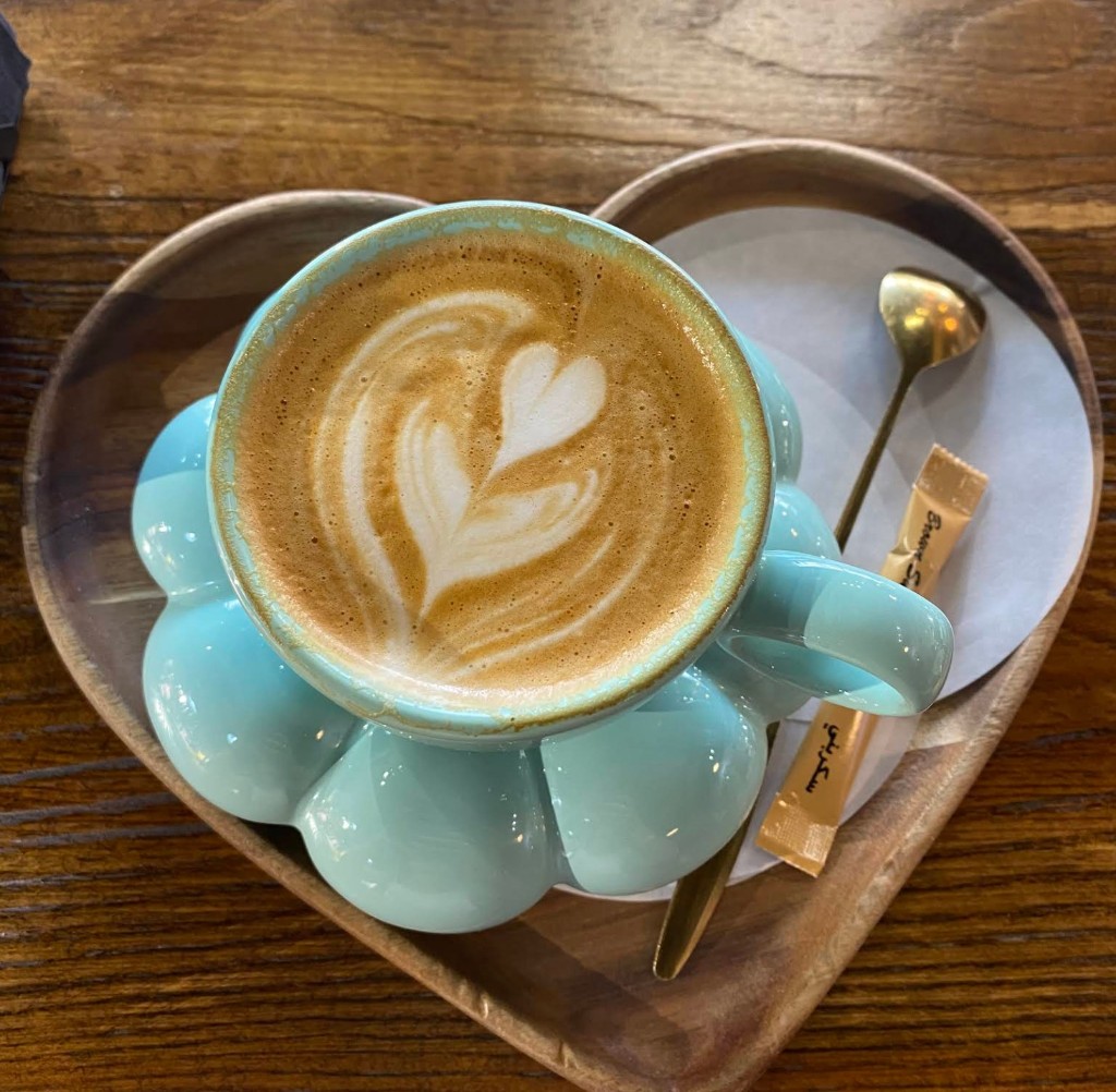 Matcha latte with hand-crafted latte art